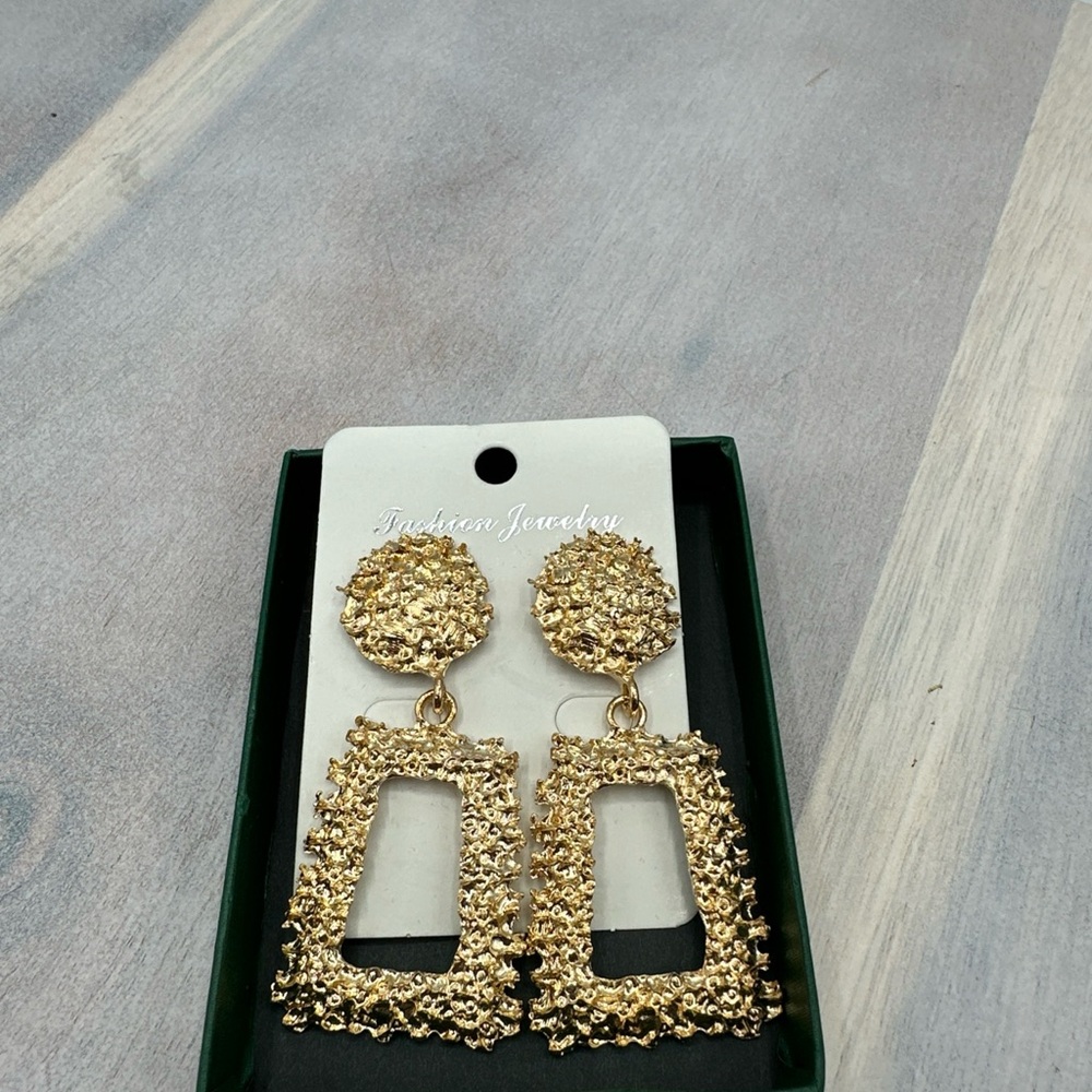 Fashion Jewelry Gold Geometric Statement Earrings Post Back